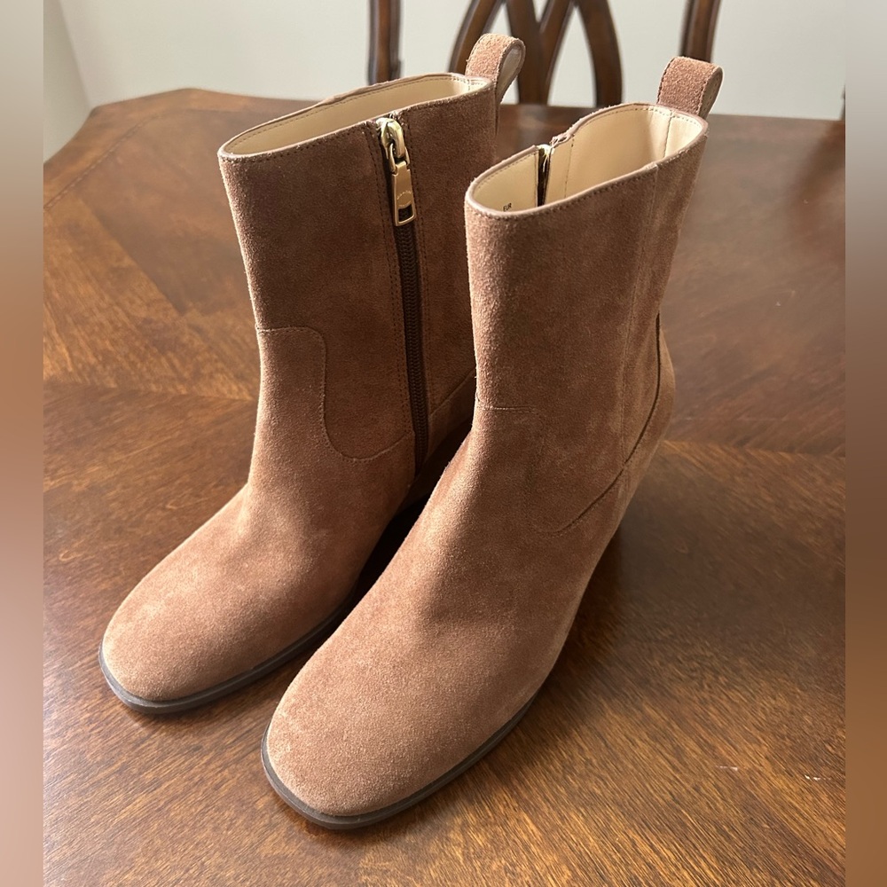 Coach Josephine Sienna brown wedge bootie